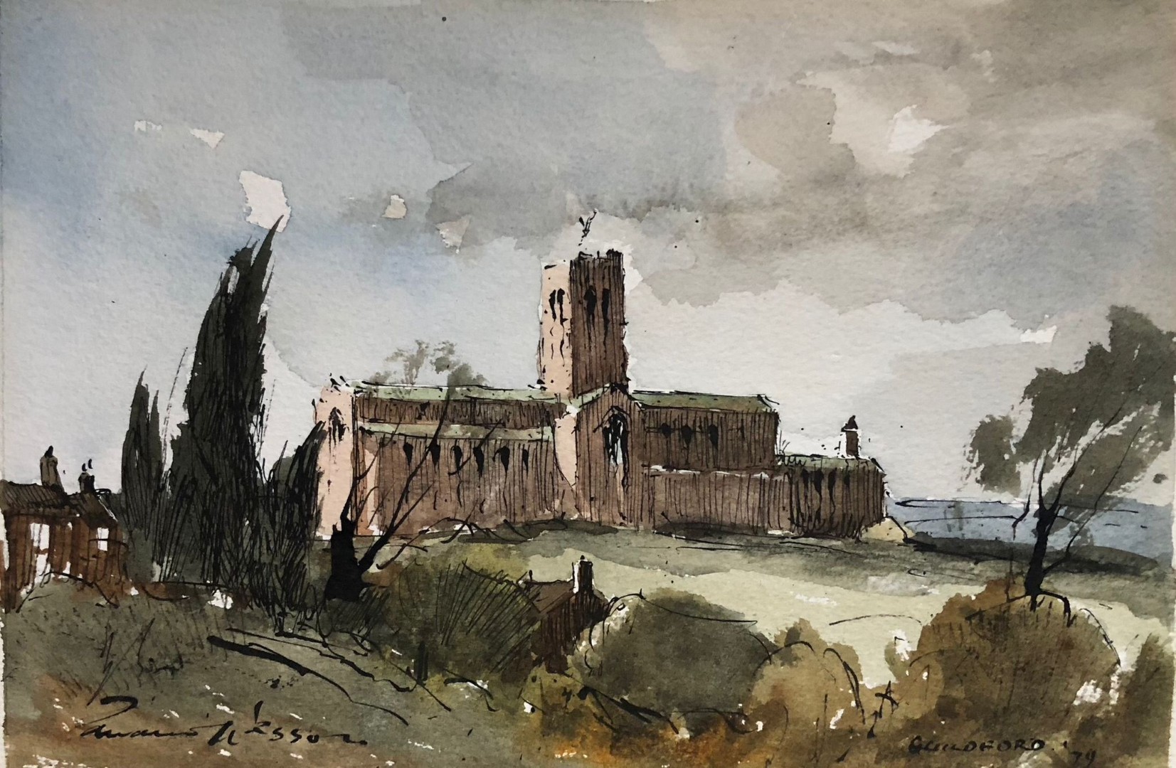 Edward Wesson watercolour painting - Guildford