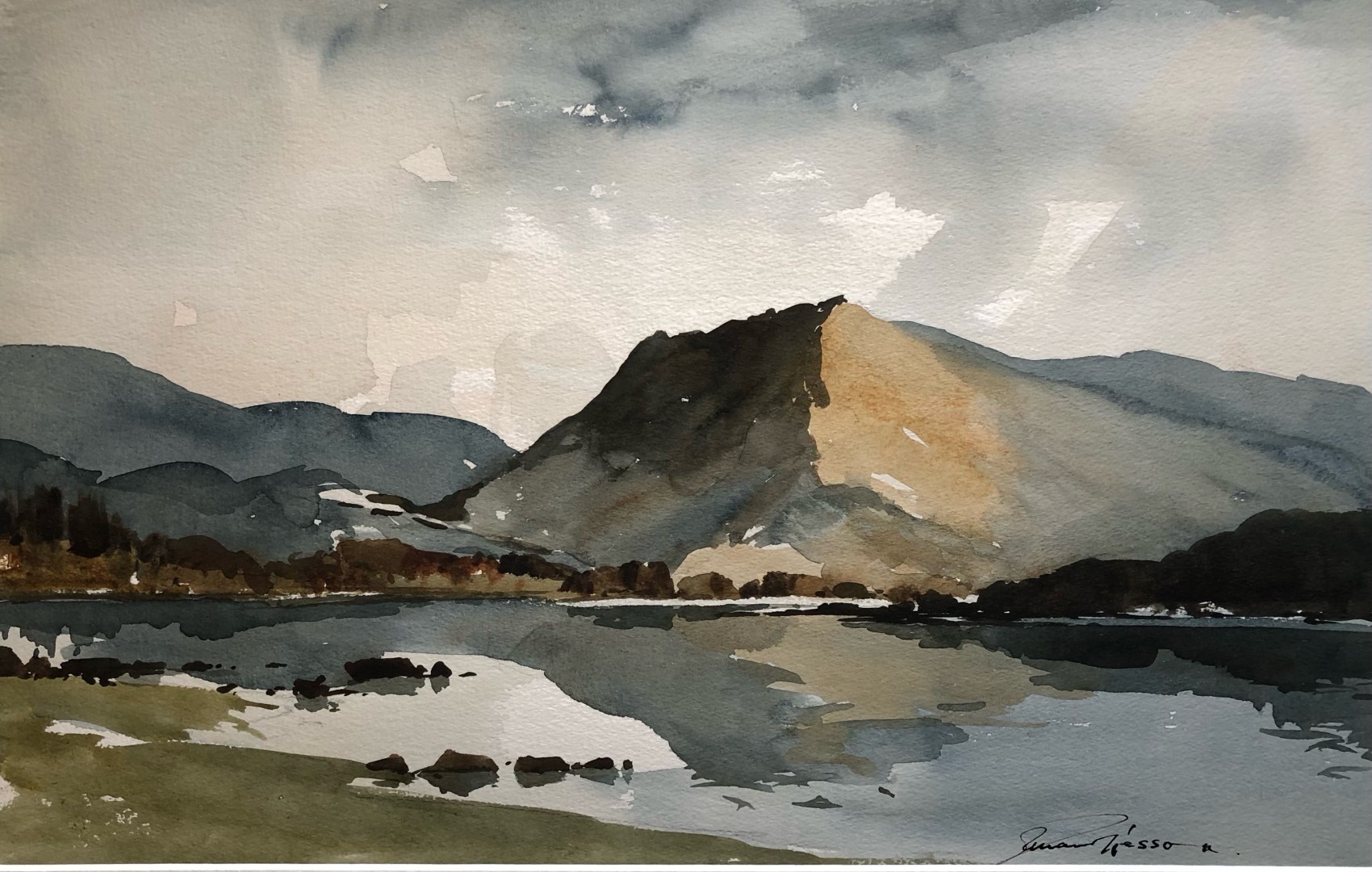 Edward Wesson watercolour painting - Buttermere
