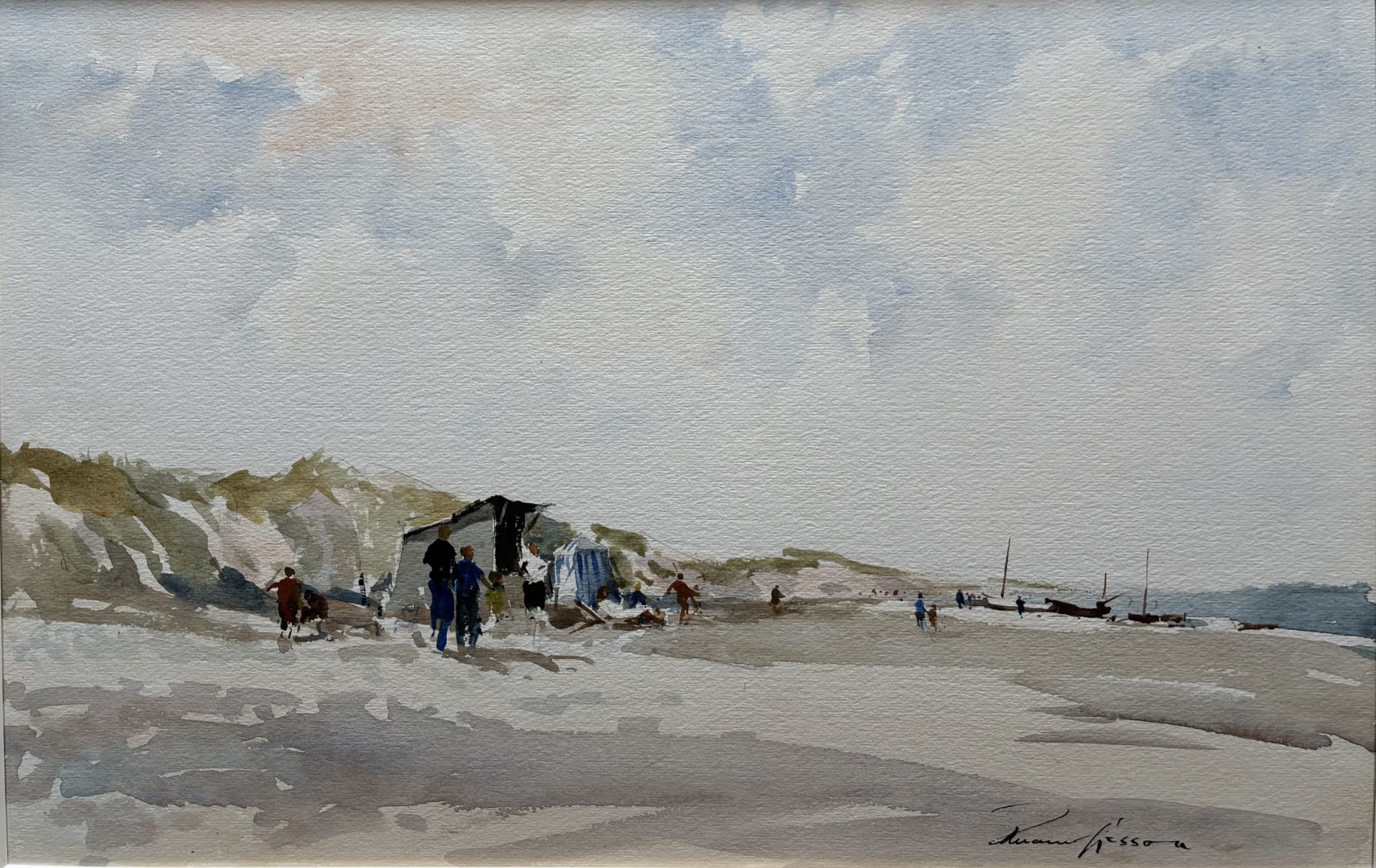 Edward Wesson watercolour painting - The Beach at Sea Palling , Norfolk