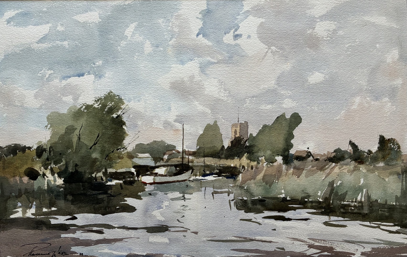 Edward Wesson watercolour painting - Wareham, Dorset