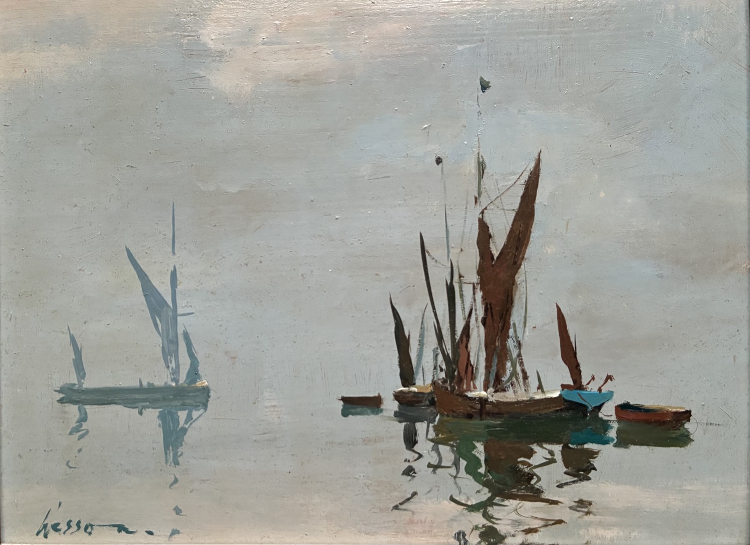 Edward Wesson watercolour painting - Reflections