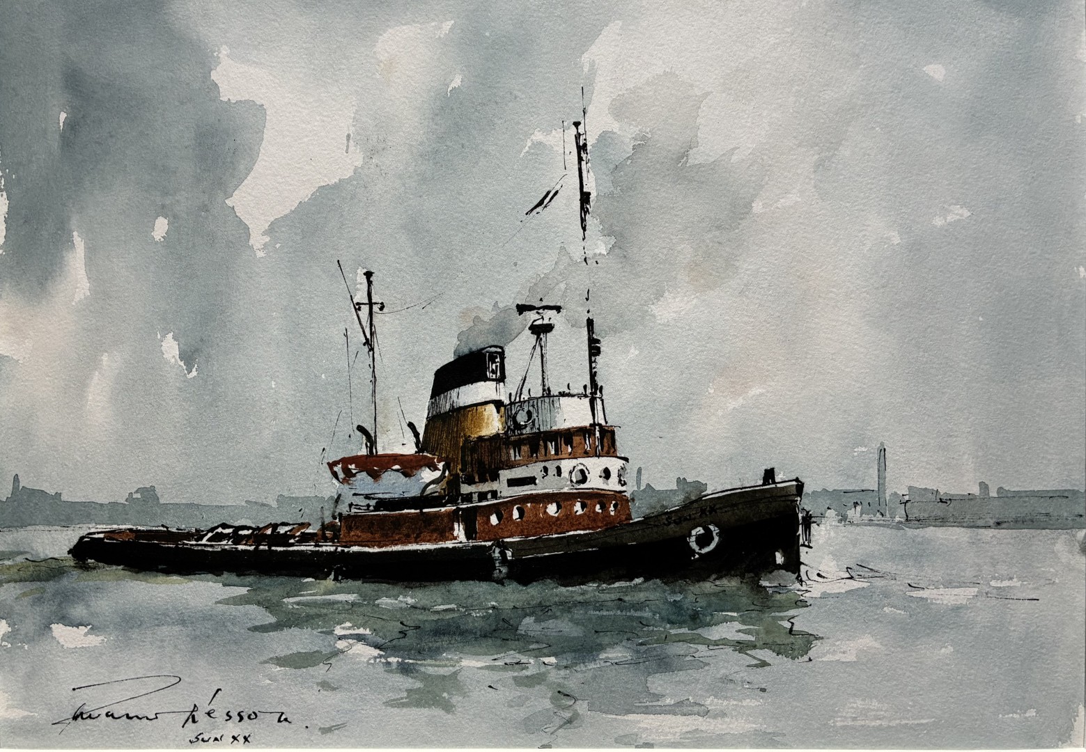 Edward Wesson watercolour painting - Sun XX