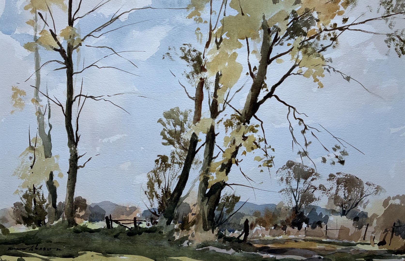 Edward Wesson watercolour painting - Spring Morning
