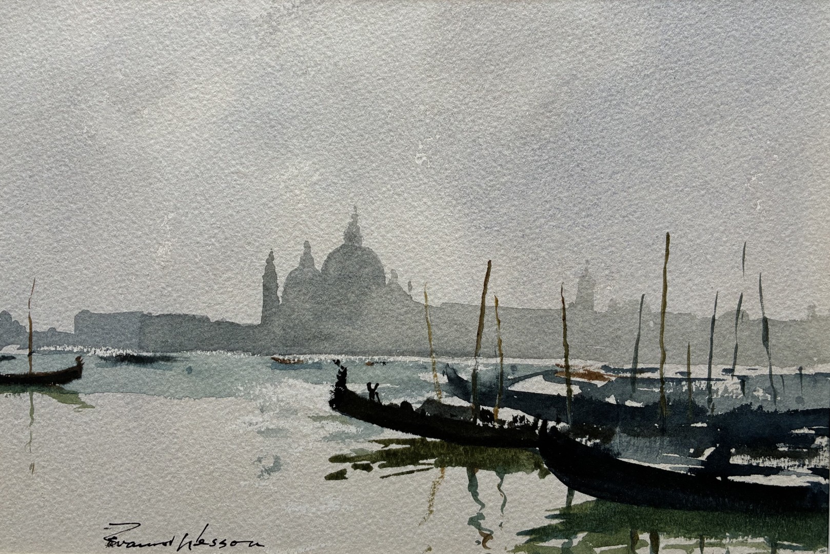 Edward Wesson watercolour painting - Venice Silhouette