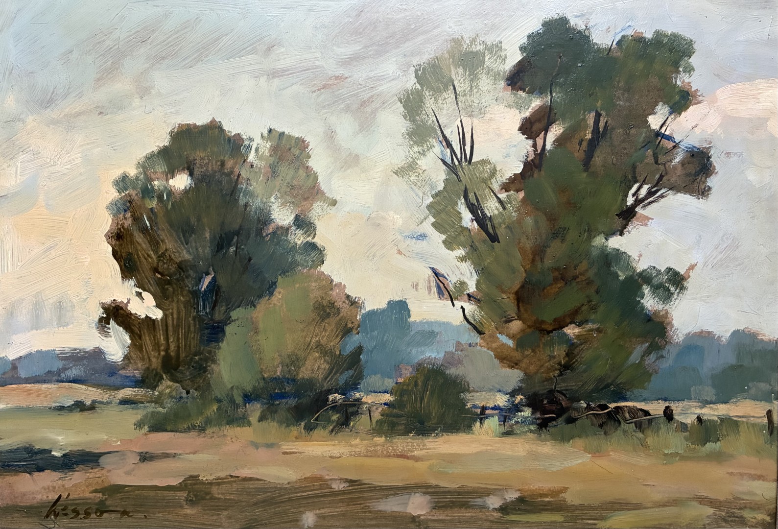 Edward Wesson watercolour painting - Autumn Trees